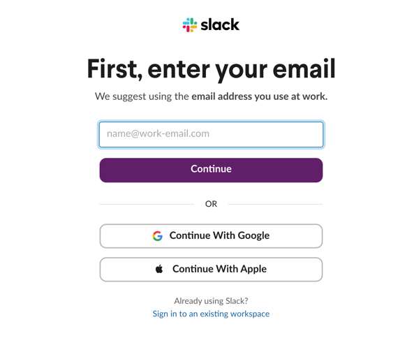 Slack getting started