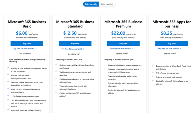 microsoft 365 pricing